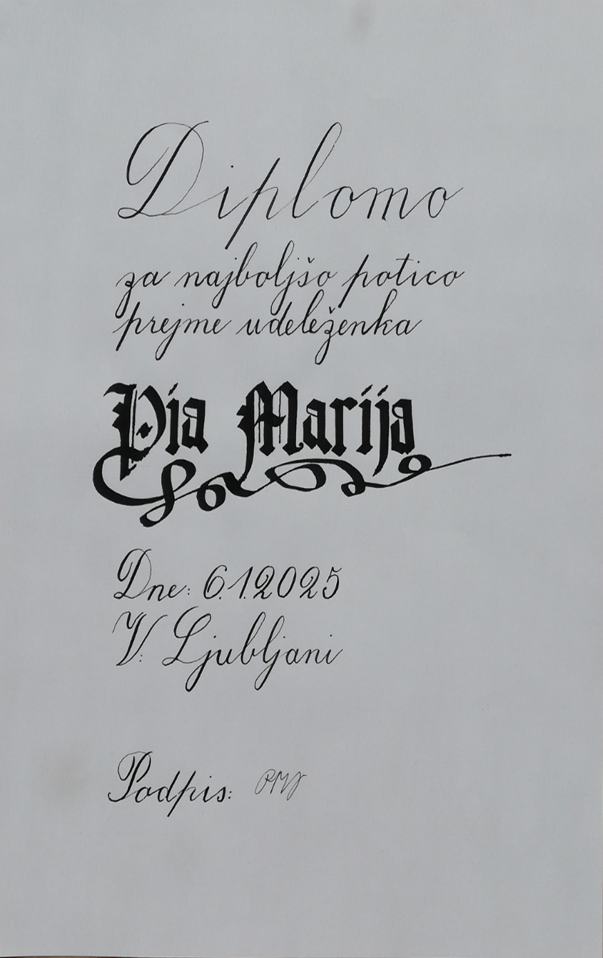 Tipografska knjiga – Kaligrafska diploma